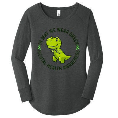 In May We Wear Green For Mental Health Awareness Month Women's Perfect Tri Tunic Long Sleeve Shirt