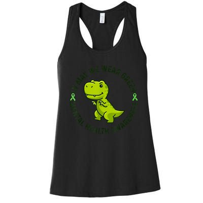 In May We Wear Green For Mental Health Awareness Month Women's Racerback Tank