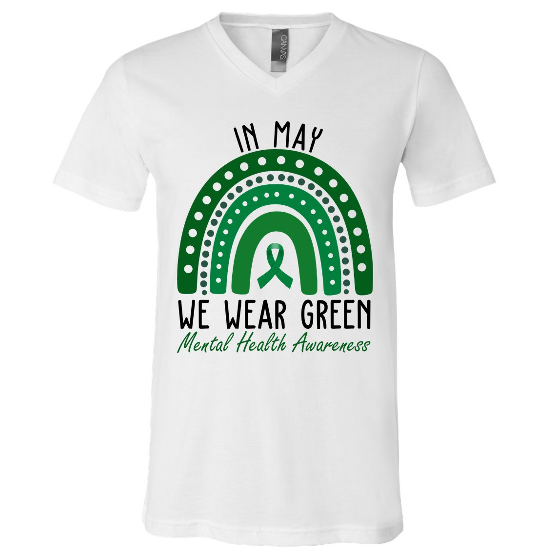 In May We Wear Green For Mental Health Awareness V-Neck T-Shirt