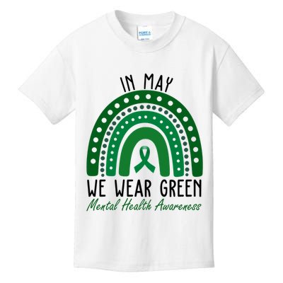 In May We Wear Green For Mental Health Awareness Kids T-Shirt