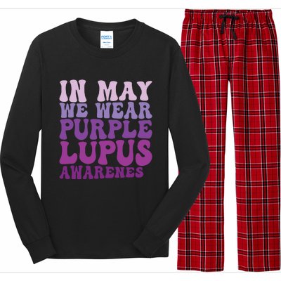 In May We Wear Purple Lupus Awareness Month Groovy Long Sleeve Pajama Set