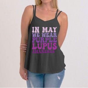 In May We Wear Purple Lupus Awareness Month Groovy Women's Strappy Tank