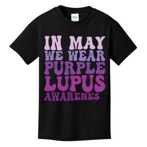 In May We Wear Purple Lupus Awareness Month Groovy Kids T-Shirt