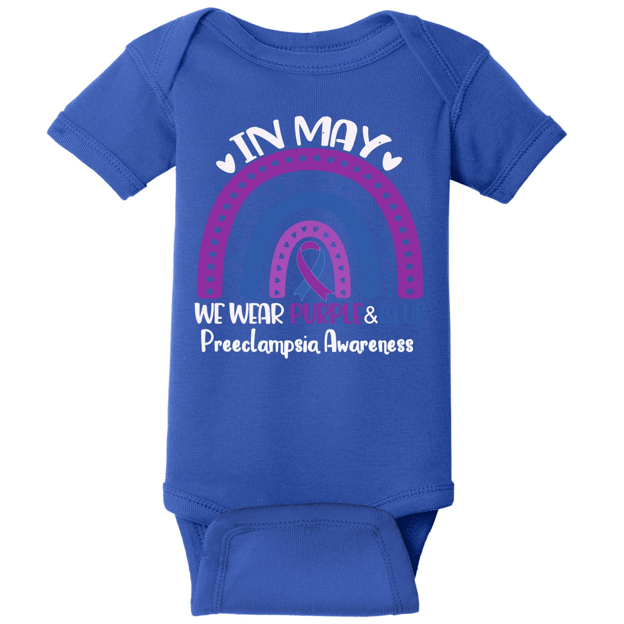 In May We Wear Purple And Blue Preeclampsia Awareness Meaningful Gift Baby Bodysuit