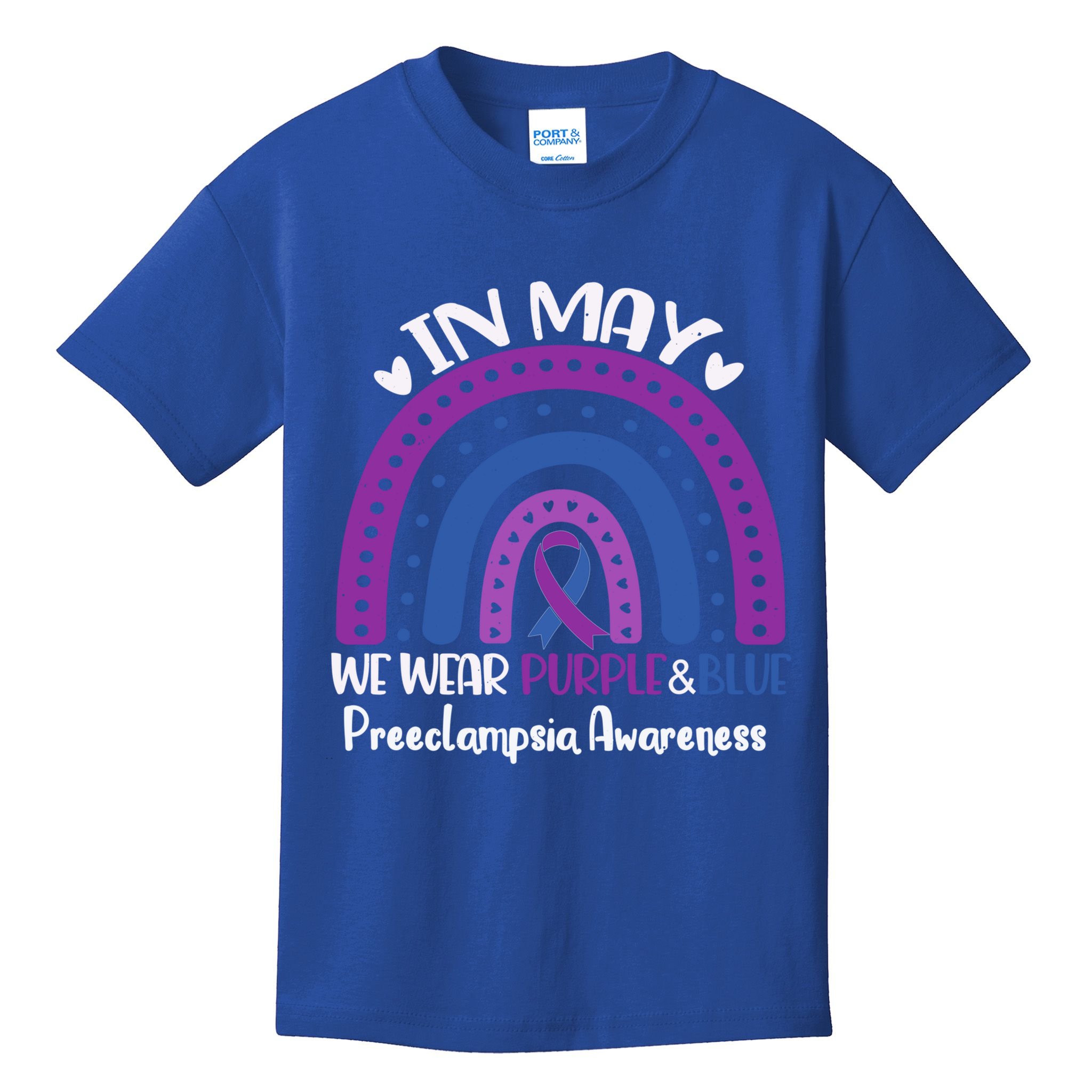 In May We Wear Purple And Blue Preeclampsia Awareness Meaningful Gift Kids T-Shirt