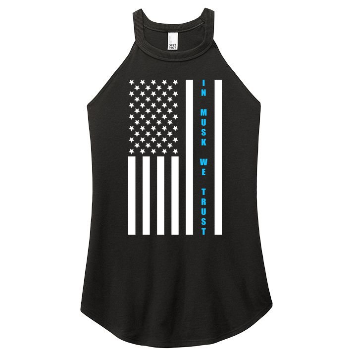 In Musk We Trust USA United States Flag Elon Funny Women's Perfect Tri Rocker Tank