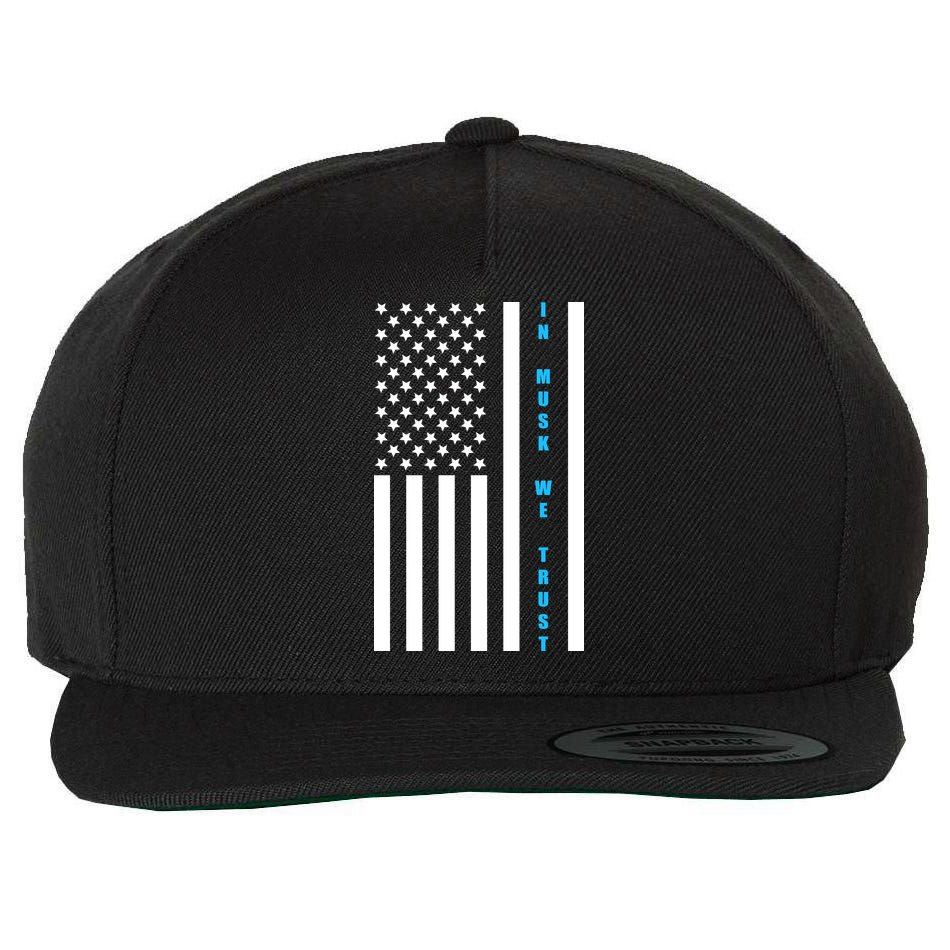 In Musk We Trust USA United States Flag Elon Funny Wool Snapback Cap