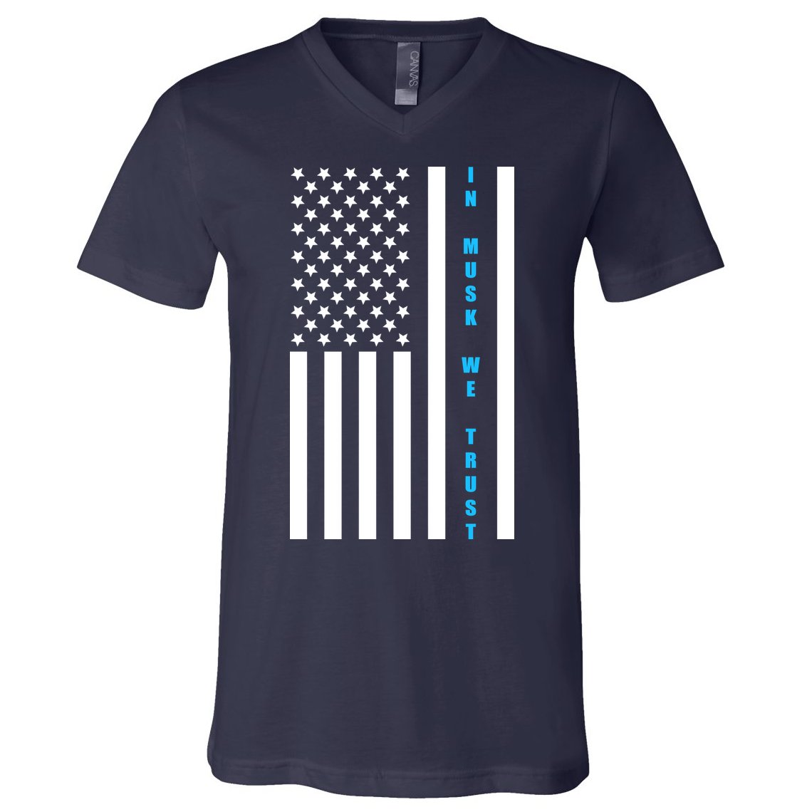 In Musk We Trust USA United States Flag Elon Funny V-Neck T-Shirt
