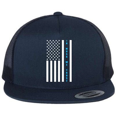 In Musk We Trust USA United States Flag Elon Funny Flat Bill Trucker Hat