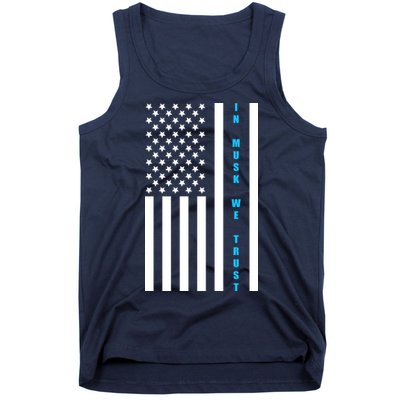 In Musk We Trust USA United States Flag Elon Funny Tank Top