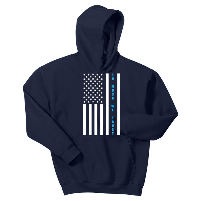 In Musk We Trust USA United States Flag Elon Funny Kids Hoodie