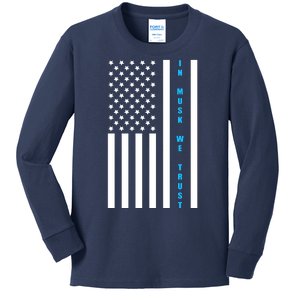 In Musk We Trust USA United States Flag Elon Funny Kids Long Sleeve Shirt