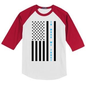 In Musk We Trust USA United States Flag Elon Funny Kids Colorblock Raglan Jersey