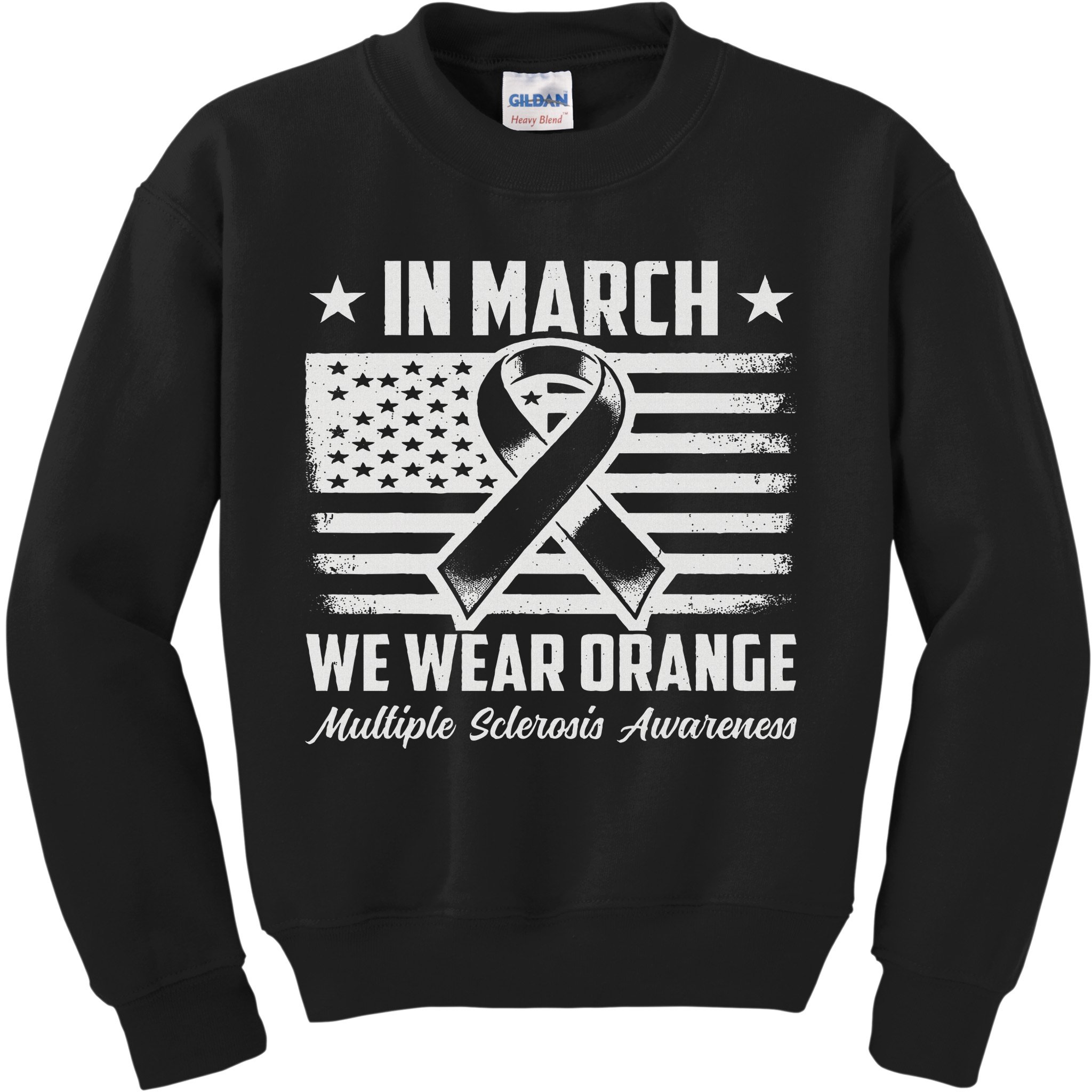 In March We Wear Orange For Multiple Sclerosis Awareness Ms Kids Sweatshirt