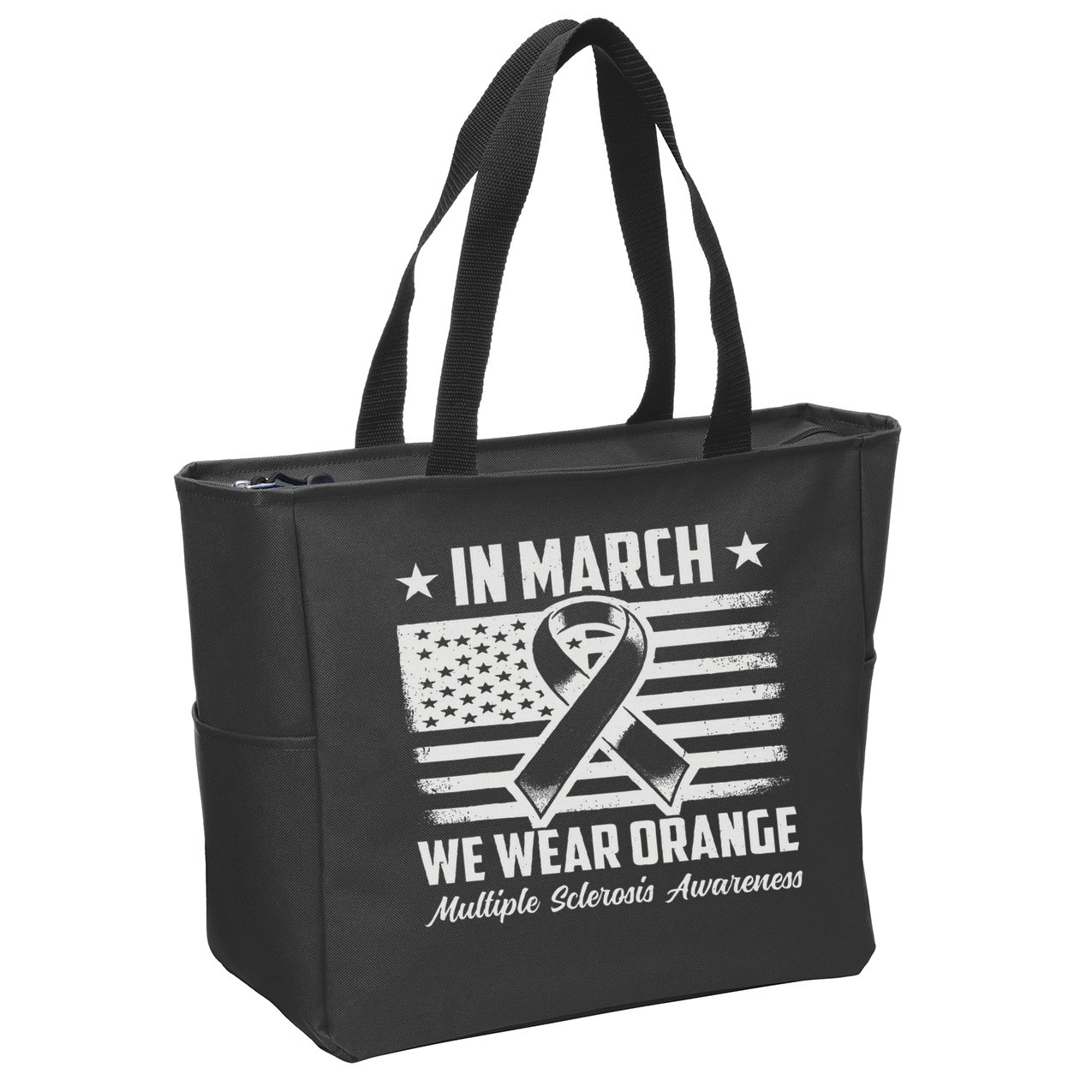 In March We Wear Orange For Multiple Sclerosis Awareness Ms Zip Tote Bag
