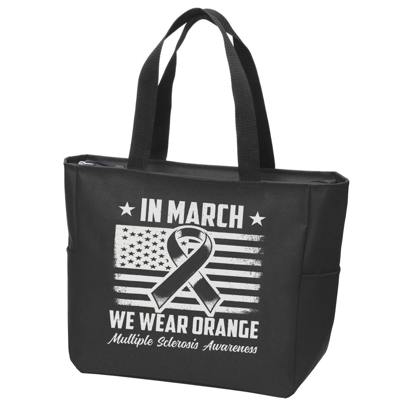 In March We Wear Orange For Multiple Sclerosis Awareness Ms Zip Tote Bag