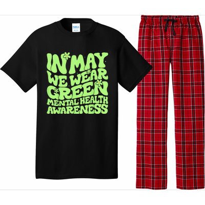 In May We Wear Green Groovy Mental Health Awareness Pajama Set