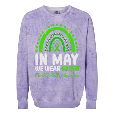 In May We Wear Green Mental Health Awareness Colorblast Crewneck Sweatshirt