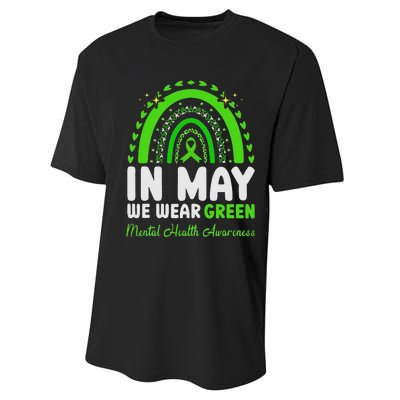 In May We Wear Green Mental Health Awareness Performance Sprint T-Shirt