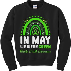 In May We Wear Green Mental Health Awareness Kids Sweatshirt