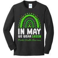 In May We Wear Green Mental Health Awareness Kids Long Sleeve Shirt