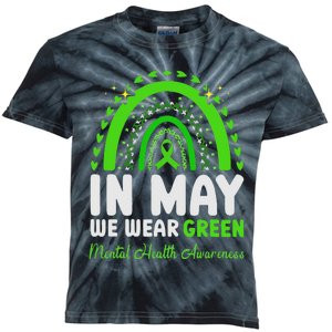 In May We Wear Green Mental Health Awareness Kids Tie-Dye T-Shirt