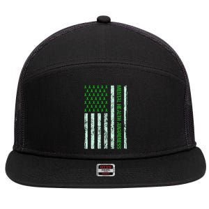 In May We Wear Green Mental Health Awareness Month 7 Panel Mesh Trucker Snapback Hat