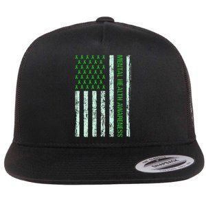 In May We Wear Green Mental Health Awareness Month Flat Bill Trucker Hat