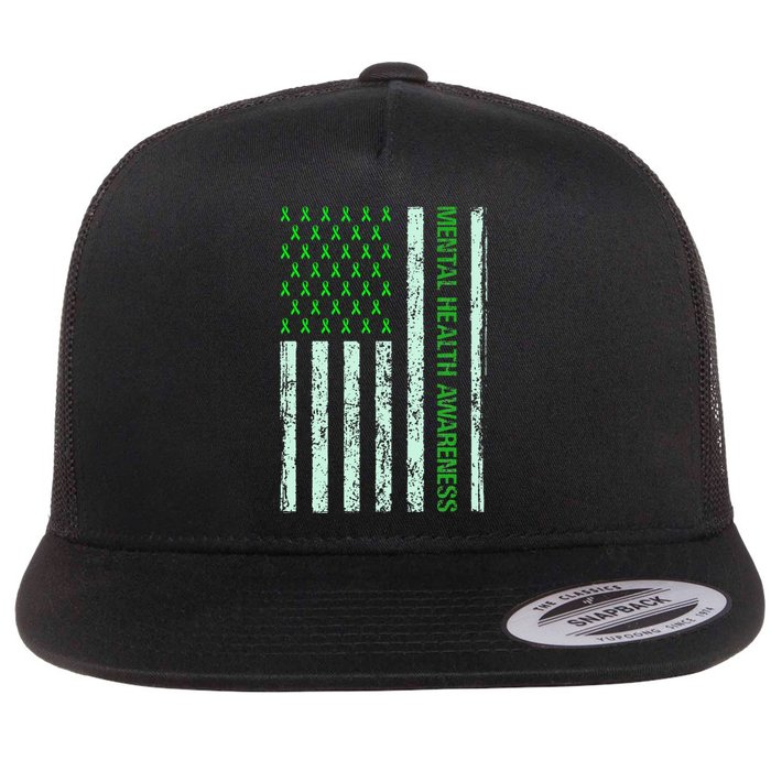 In May We Wear Green Mental Health Awareness Month Flat Bill Trucker Hat