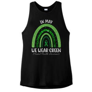 In May We Wear Green Mental Health Awareness Rainbow Ladies PosiCharge Tri-Blend Wicking Tank