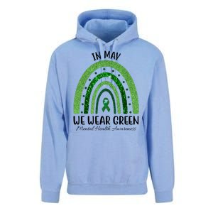 In May We Wear Green Mental Health Awareness Rainbow Unisex Surf Hoodie