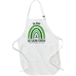 In May We Wear Green Mental Health Awareness Rainbow Full-Length Apron With Pockets