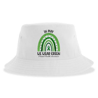 In May We Wear Green Mental Health Awareness Rainbow Sustainable Bucket Hat