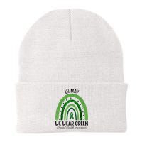 In May We Wear Green Mental Health Awareness Rainbow Knit Cap Winter Beanie