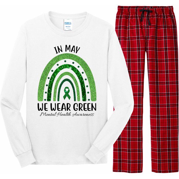 In May We Wear Green Mental Health Awareness Rainbow Long Sleeve Pajama Set