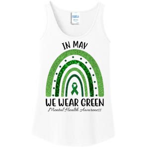 In May We Wear Green Mental Health Awareness Rainbow Ladies Essential Tank