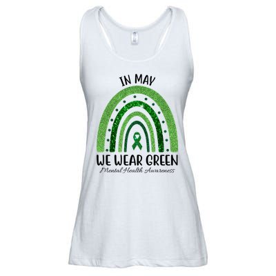 In May We Wear Green Mental Health Awareness Rainbow Ladies Essential Flowy Tank