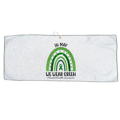In May We Wear Green Mental Health Awareness Rainbow Large Microfiber Waffle Golf Towel