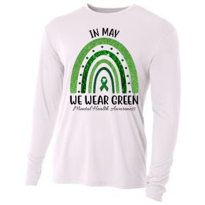 In May We Wear Green Mental Health Awareness Rainbow Cooling Performance Long Sleeve Crew