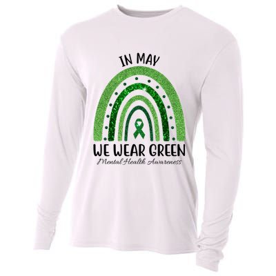 In May We Wear Green Mental Health Awareness Rainbow Cooling Performance Long Sleeve Crew