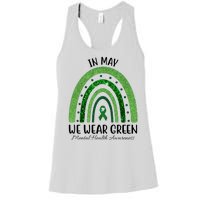 In May We Wear Green Mental Health Awareness Rainbow Women's Racerback Tank