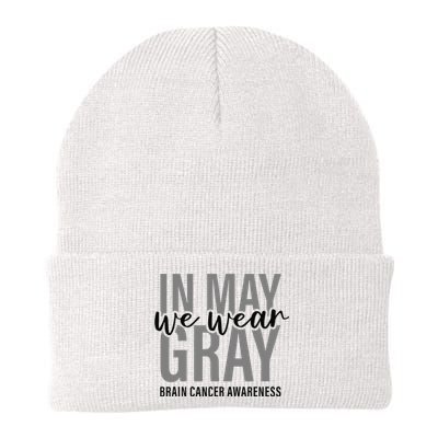 In May We Wear Gray Brain Cancer Tumor Awareness Knit Cap Winter Beanie