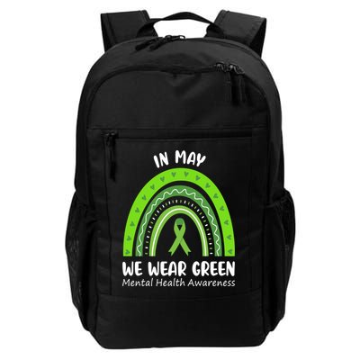 In May We Wear Green Mental Health Awareness Ribbon Rainbow Backpack