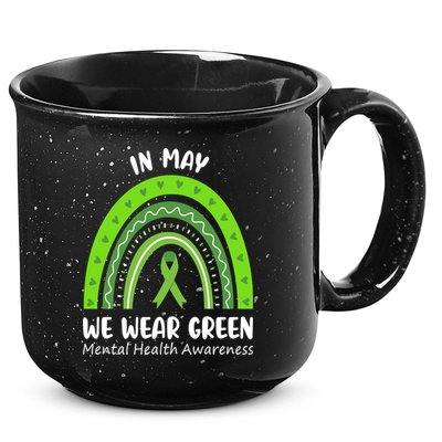In May We Wear Green Mental Health Awareness Ribbon Rainbow 15oz Campfire Ceramic Mug