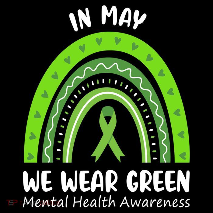 In May We Wear Green Mental Health Awareness Ribbon Rainbow Flatbill Hat