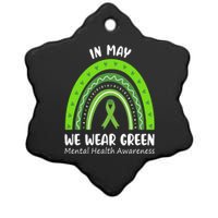 In May We Wear Green Mental Health Awareness Ribbon Rainbow Ceramic Star Ornament