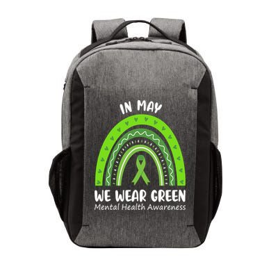 In May We Wear Green Mental Health Awareness Ribbon Rainbow Vector Backpack