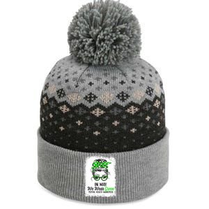 In May We Wear Green Mental Health Awareness Messy Bun The Baniff Cuffed Pom Beanie