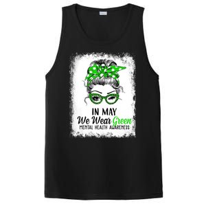 In May We Wear Green Mental Health Awareness Messy Bun PosiCharge Competitor Tank