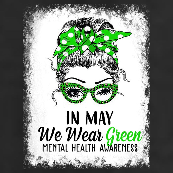 In May We Wear Green Mental Health Awareness Messy Bun Hat